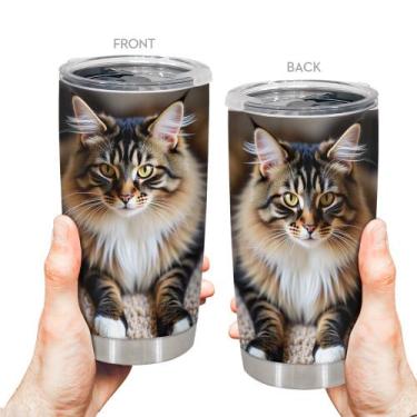 Imagem de Caneca de café Tumbler Oasisdream 600 ml com estampa de gato