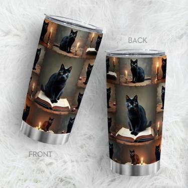 Imagem de Caneca de café Oasisdream Tumbler 600mL com estampa de gato