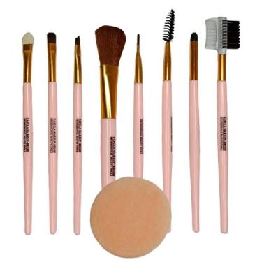 Imagem de Pinceis De Maquiagem Rosa 9pçs Esfumar Luxo Blogueira Pincel - Impacto