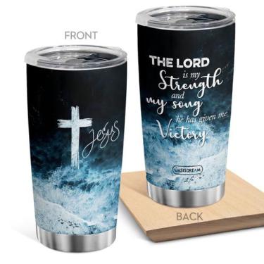 Imagem de Copo de viagem Oasisdream 600ml em aço inoxidável com impressão cruzad