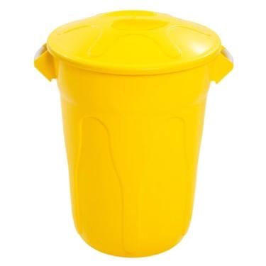 Imagem de Lixeira Plástico Amarelo com Tampa Sobreposta de 100 Litros Cr100am Jsn Cesto Plástico Amarelo C
