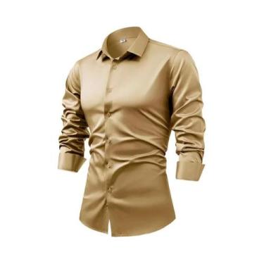Imagem de Camisa Masculina Branca De Manga Longa plus Size 5XL, Luxuosa, Resiste