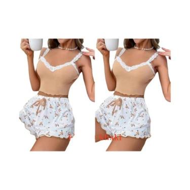 Imagem de Conjunto De Pijama Feminino Rosa Com Renda E Decote V, Camisola Sexy, 