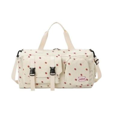 Imagem de Bolsa De Viagem Grande Com Padrão De Morango, Compartimento Para Sapat
