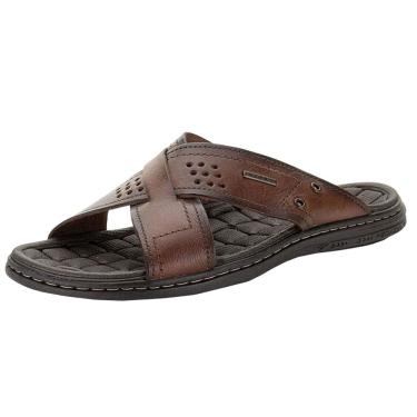 Imagem de Chinelo Masculino Slide Dia a Dia Conforto Couro Pegada