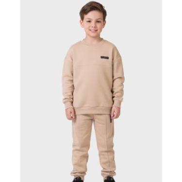 Imagem de Conjunto Moletom Quenitnho Com Calça Elegante Detalhada Inverno Frio - Menino 4 a 14 anos-Masculino