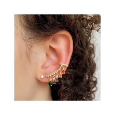 Imagem de Brinco Ear Cuff Gotas em Zircônias Banhado a Ouro 18k - Duluxo Acessór