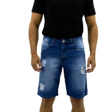 Imagem de Bermuda Jeans Masculina Rasgada Destroyd 100% Algodão Casual - EKCESS,