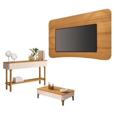 Imagem de Painel Suspenso Armony Cinamomo com Mesa de Centro Liz e Aparador Fier