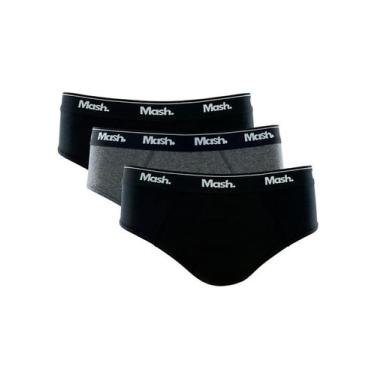 Imagem de Kit/3 Cueca Slip Mash 010.04 Masculina Algodão T. P/GG, P, Cz06, Preto