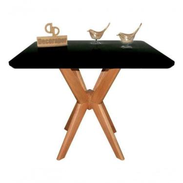 Imagem de Mesa Jantar Pandora Tampo Retangular Laca Com Vidro 100x70cm Preto - D
