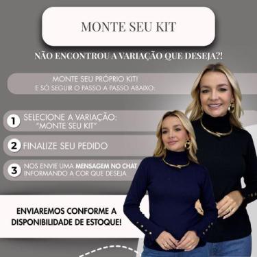 Imagem de Kit 2 Blusas Tricot Botão na Manga Moda Casual Inverno 2024 - SP/CXX, 