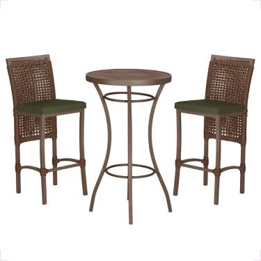 Imagem de Mesa Bistro E 2 Banquetas Roma Marrom Corda Náutica 13 Marrom