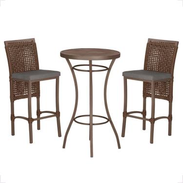 Imagem de Mesa Bistro E 2 Banquetas Roma Marrom Corda Náutica 11 Marrom
