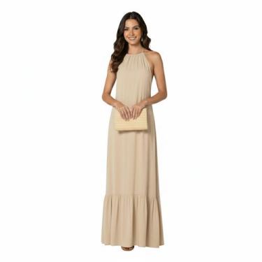 Imagem de Vestido Longo Frente Unica Festas Madrinha Casamento Civil - Cintra Ve