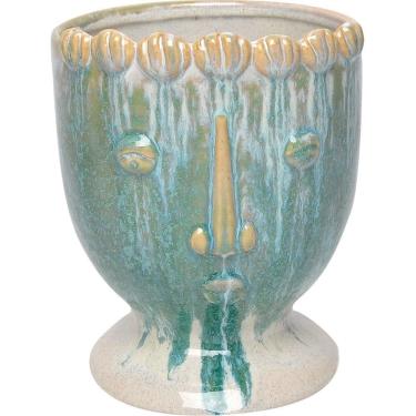 Imagem de CACHEPÔ VASO DECORATIVO PLANTA 9x8x8cm CERÂMICA AZUL HOME&CO VISO