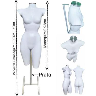 Imagem de Manequim feminino (Meio corpo cinturinha N.36) branco com tampa prata 