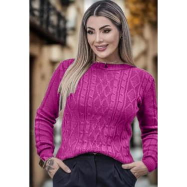 Imagem de Blusa Sueter Trança Malha Trico Inverno Frio - Promocional Lançamento 