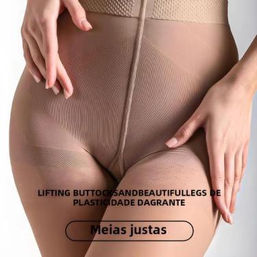 Imagem de Meia-calça Feminina Transparente De Cintura Alta 40D Com Topo De Compr