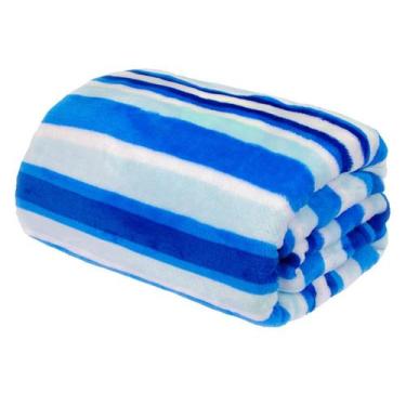 Imagem de Cobertor Manta 1,10X0,80m Bebê Infantil Macia Pimpolho, Listras Azul