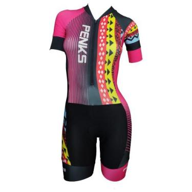 Imagem de Macaquinho Ciclismo Bike Feminino Penks Joy Forro D100, Colorido, P