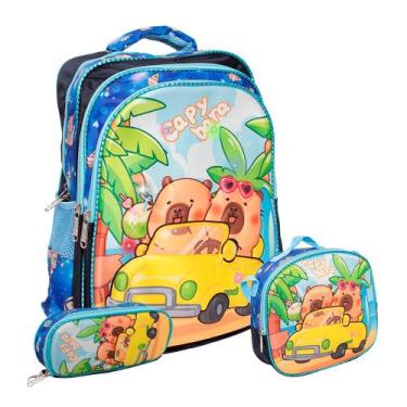 Imagem de Kit Mochila Infantil Escolar Completo Capivara Espaçosa - Plike