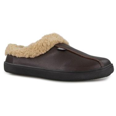 Imagem de Pantufa de couro forrada em lã sintética Rest Good Ref.:23200, Café, 3