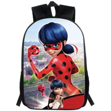 Imagem de Mochila para menina Ladybug cor azul e preta tamanho M - Zip