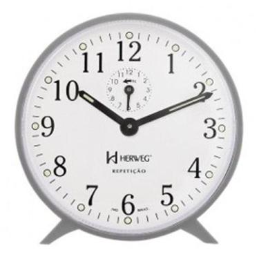 Imagem de Relógio Despertador Mecânico Herweg Branco 2220 021, Branco