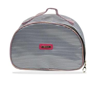 Imagem de Necessaire Bolsinha Feminina Bolsa Mão Listrada Maquiagem - DAP