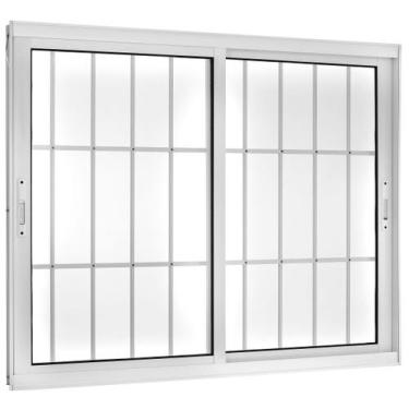 Imagem de Janela de Correr 2 Folhas com Grade Vidro Liso 120x120cm Branco Topsul