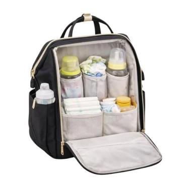 Imagem de Mochila de Maternidade Preta Espaço para Fralda e Mamadeiras - UNIK
