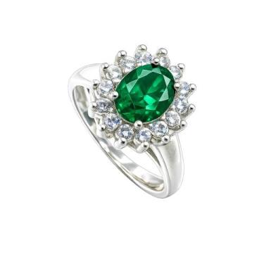 Imagem de Anel Formatura Feminino Prata 925 Oval - Maça de Prata Joias, Verde, 1