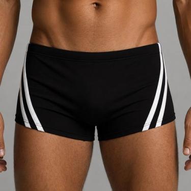 Imagem de Sunga adulto boxer com galão diagonal Cor:PretoTamanho:EXG - Águas Cla