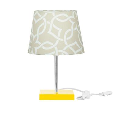 Imagem de Abajur Eros Dome Elos Bege 061 com Base Amarela Quadrada