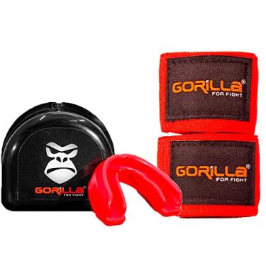Imagem de Bandagem Elástica + Protetor Bucal - Muay-Thai Boxe - Gorilla Cor: Vermelho