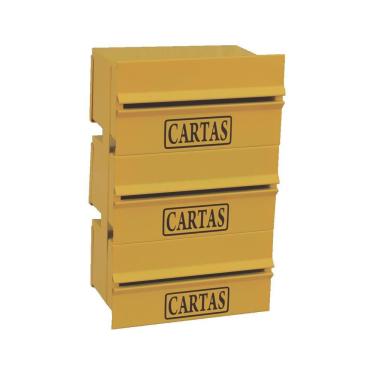 Imagem de Caixa Correio Condomínio Detrás Para Muro Amarela 3 Módulos