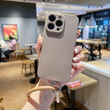 Imagem de Capa de telefone de pulseira de pulso de cor doce para iPhone 13 12 11 Pro Max Mini XR XS X 8 7 Plus 6 6S 5 SE 2022 Capa de silicone macio fosco, marrom, para iPhone 5 5S SE