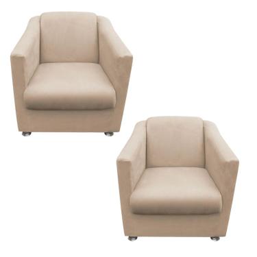 Imagem de Kit 02 Poltronas Decorativa Bia Corano Bege