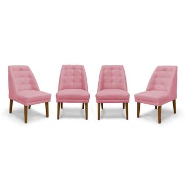 Imagem de Kit 4 Cadeiras De Jantar Paris Suede Rosa - Meular Decor - Meu Lar Dec