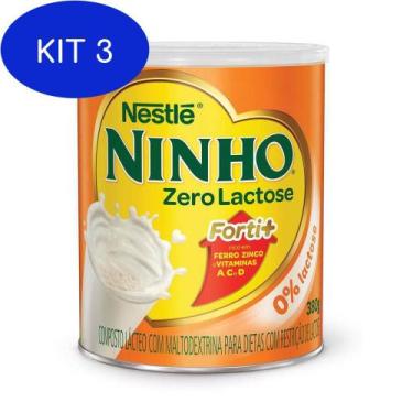 Imagem de Kit 3 Leite Em Pó Ninho Zero Lactose 380G - Nestlé