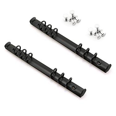 Imagem de heyous 2 peças Caderno A5 6 furos Mecanismos de fichário 1,5 cm de diâmetro Tamanho P Preto Metal Clipe Anel Fichário DIY Enchimento Papel Pasta Acessórios