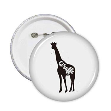 Imagem de Broche de girafa preto e branco animal alfinetes emblema botão decoração acessório 5 peças