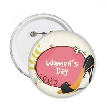 Imagem de Salto alto feminino padrão dia pinos redondos crachá botão emblema decoração acessório 5 peças