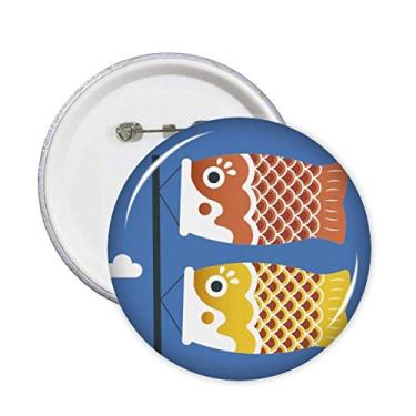Imagem de Broche de bandeira de peixe cultual japonês local emblema de botão decoração acessório 5 peças