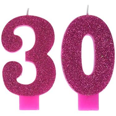 Imagem de Velas algarismos de 30 cm rosa e dourado, lembrancinhas de festa