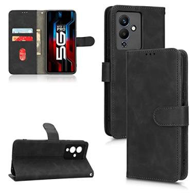 Imagem de Capas de telefone Business Skin Feel compatíveis com Infinix Note 12 Pro Note12Pro 5G Capa de couro com compartimentos para cartão clipe de carteira capa de telefone à prova de choque (preto, Infinix Note 12 Pro 5G)