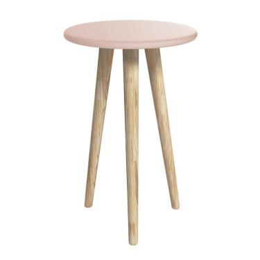 Imagem de Mesa de apoio retrô rosa pé retrô madeira natural Reller