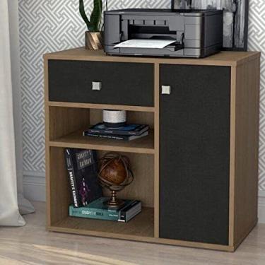 Imagem de Armário Multiuso 1 Porta 1 Gaveta Ravena Nova Mobile Mel/preto