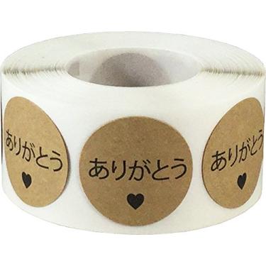 Imagem de Adesivos adesivos japoneses Thank You Natural Kraft de 2,5 cm, etiquetas redondas, 500 etiquetas por rolo